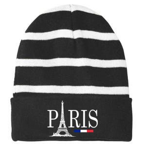 Paris Eiffel Tower Logo Striped Beanie with Solid Band