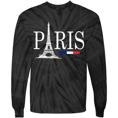 Paris Eiffel Tower Logo Tie-Dye Long Sleeve Shirt