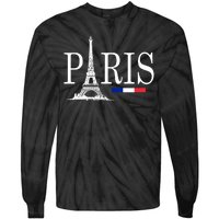 Paris Eiffel Tower Logo Tie-Dye Long Sleeve Shirt