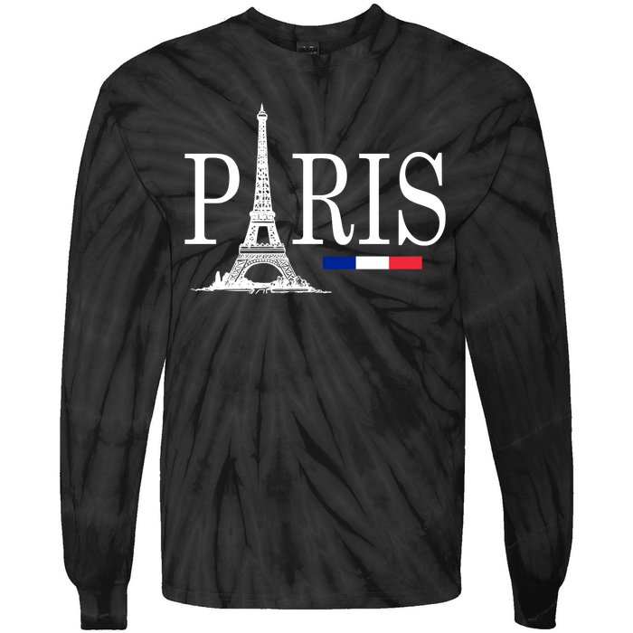 Paris Eiffel Tower Logo Tie-Dye Long Sleeve Shirt