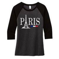 Paris Eiffel Tower Logo Women's Tri-Blend 3/4-Sleeve Raglan Shirt