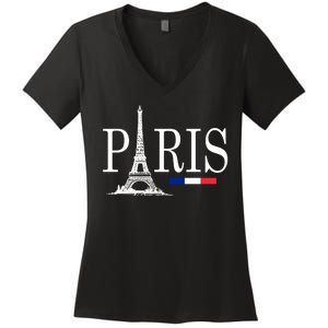 Paris Eiffel Tower Logo Women's V-Neck T-Shirt