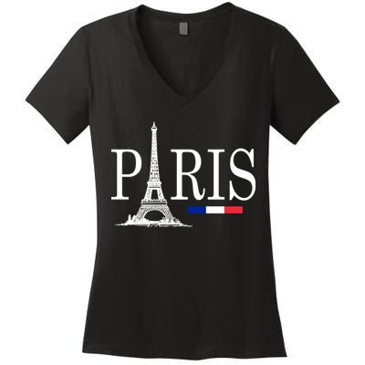 Paris Eiffel Tower Logo Women's V-Neck T-Shirt