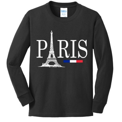 Paris Eiffel Tower Logo Kids Long Sleeve Shirt