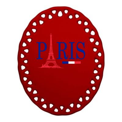 Paris Eiffel Tower Logo Ceramic Oval Ornament