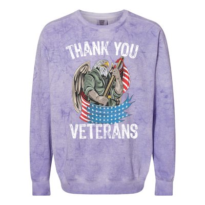 Patriotic Eagle Thank You Veterans Day Meaningful Gift Colorblast Crewneck Sweatshirt