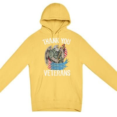 Patriotic Eagle Thank You Veterans Day Meaningful Gift Premium Pullover Hoodie