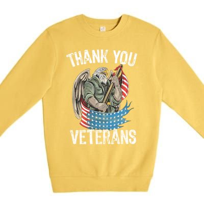 Patriotic Eagle Thank You Veterans Day Meaningful Gift Premium Crewneck Sweatshirt