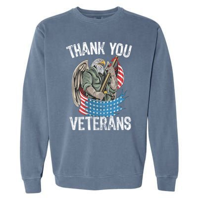 Patriotic Eagle Thank You Veterans Day Meaningful Gift Garment-Dyed Sweatshirt