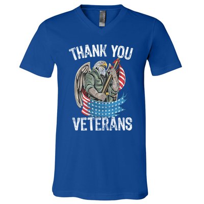 Patriotic Eagle Thank You Veterans Day Meaningful Gift V-Neck T-Shirt