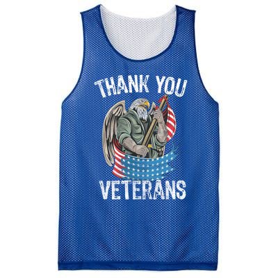 Patriotic Eagle Thank You Veterans Day Meaningful Gift Mesh Reversible Basketball Jersey Tank