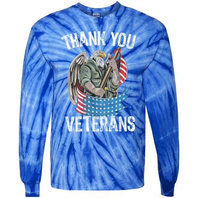 Patriotic Eagle Thank You Veterans Day Meaningful Gift Tie-Dye Long Sleeve Shirt