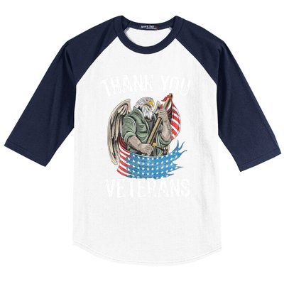 Patriotic Eagle Thank You Veterans Day Meaningful Gift Baseball Sleeve Shirt