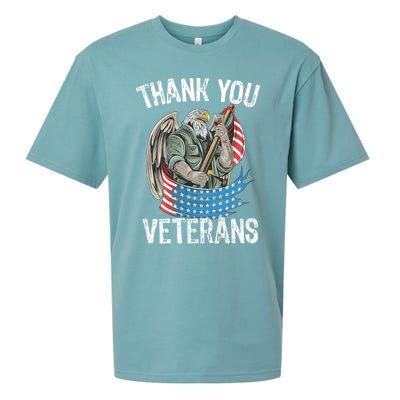 Patriotic Eagle Thank You Veterans Day Meaningful Gift Sueded Cloud Jersey T-Shirt