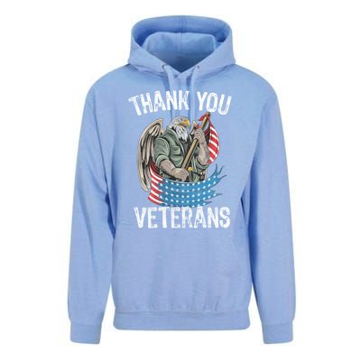 Patriotic Eagle Thank You Veterans Day Meaningful Gift Unisex Surf Hoodie