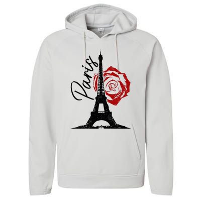 Paris Eiffel Tower France French Vintage Souvenir Performance Fleece Hoodie