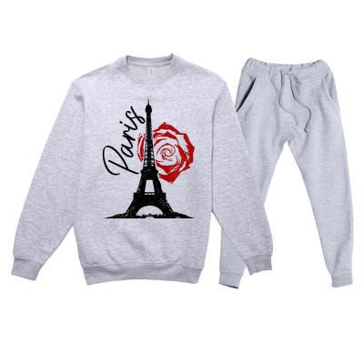 Paris Eiffel Tower France French Vintage Souvenir Premium Crewneck Sweatsuit Set