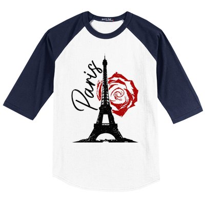 Paris Eiffel Tower France French Vintage Souvenir Baseball Sleeve Shirt