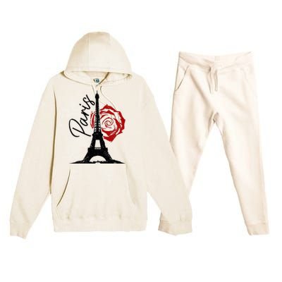 Paris Eiffel Tower France French Vintage Souvenir Premium Hooded Sweatsuit Set