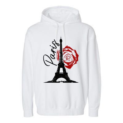 Paris Eiffel Tower France French Vintage Souvenir Garment-Dyed Fleece Hoodie