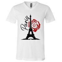 Paris Eiffel Tower France French Vintage Souvenir V-Neck T-Shirt