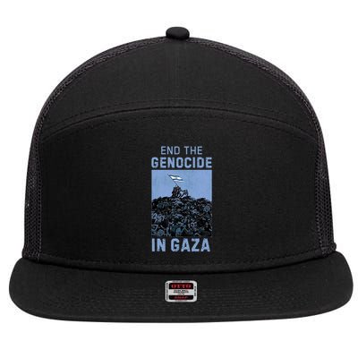 Palestine End the Genocide in Gaza 7 Panel Mesh Trucker Snapback Hat