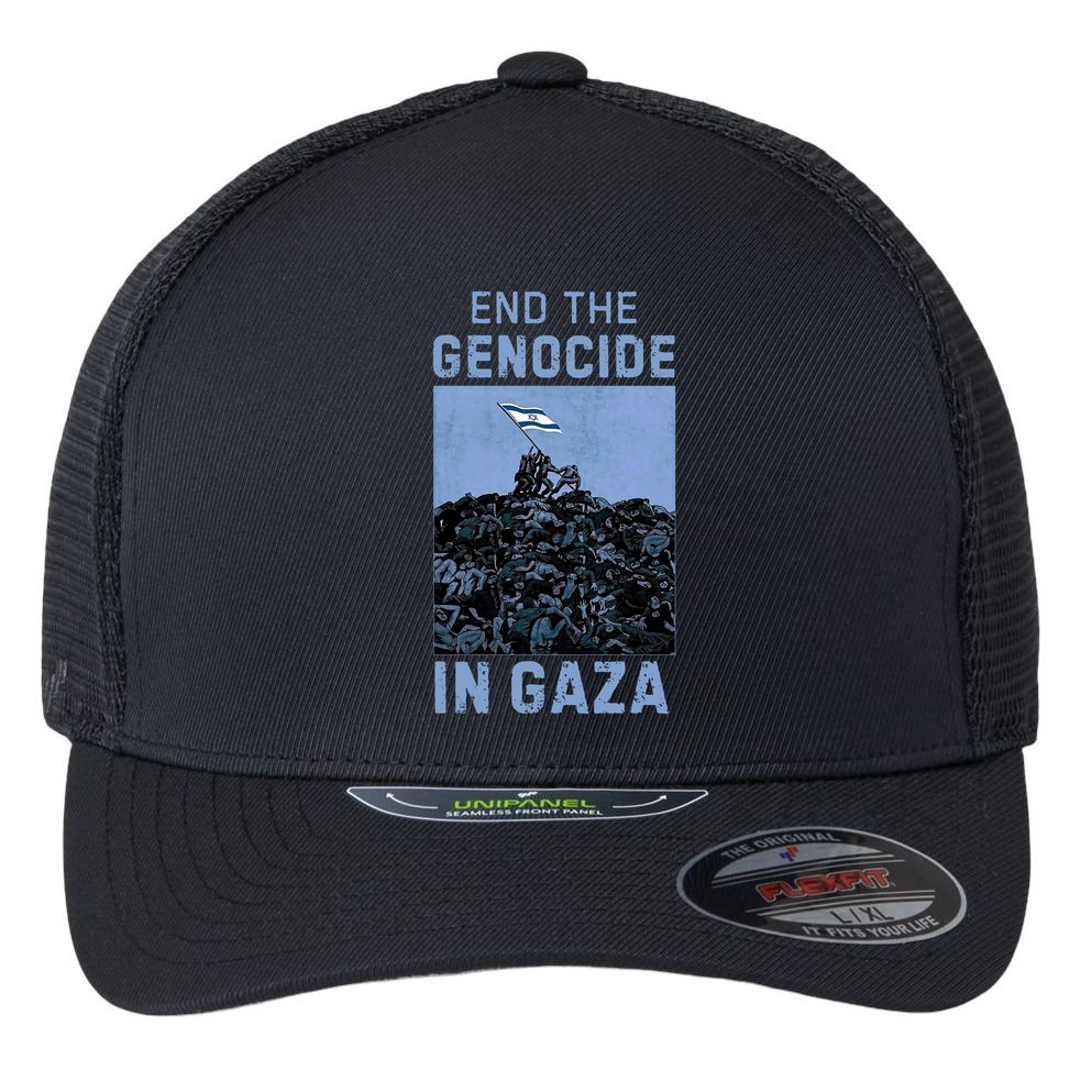 Palestine End the Genocide in Gaza Flexfit Unipanel Trucker Cap