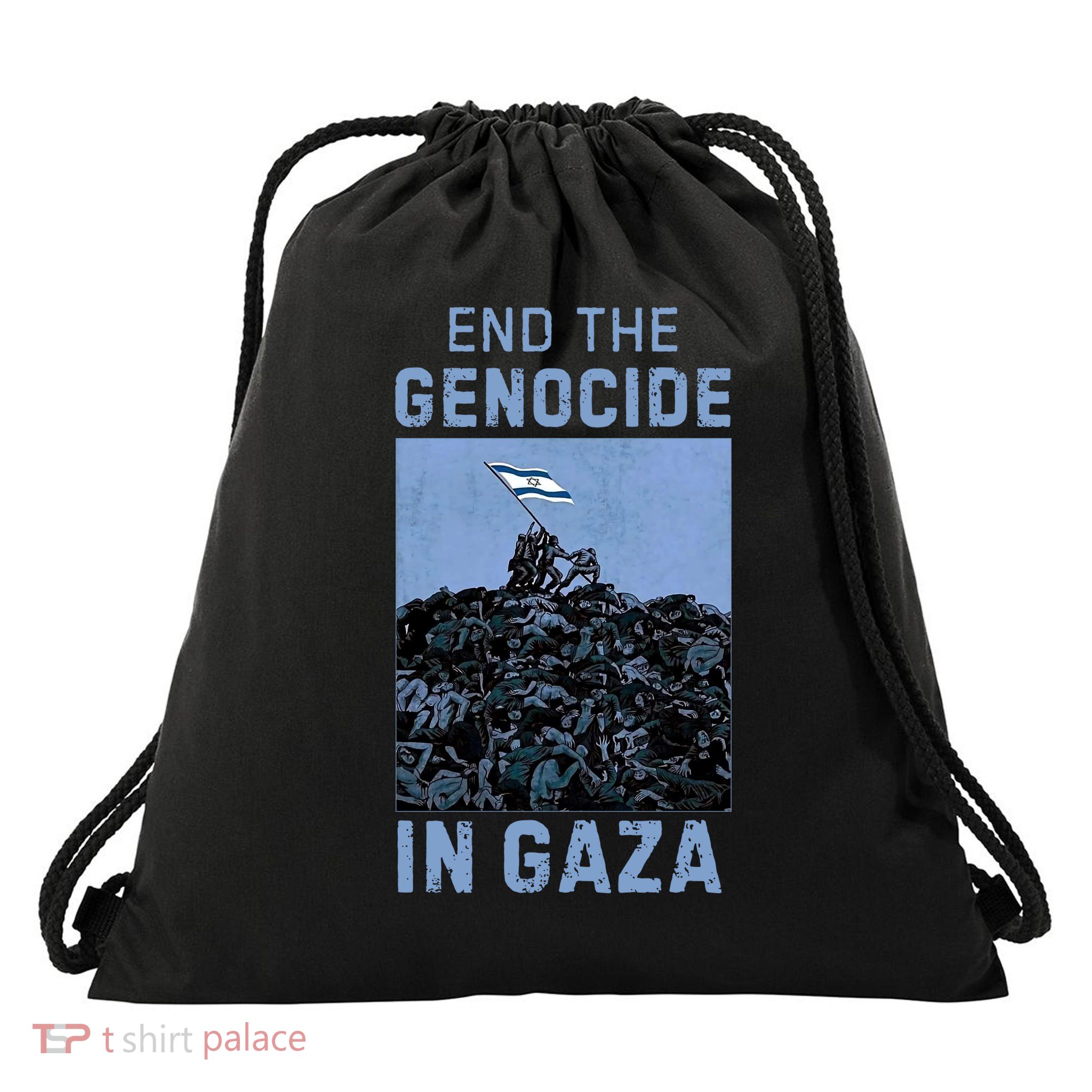 Palestine End the Genocide in Gaza Drawstring Bag