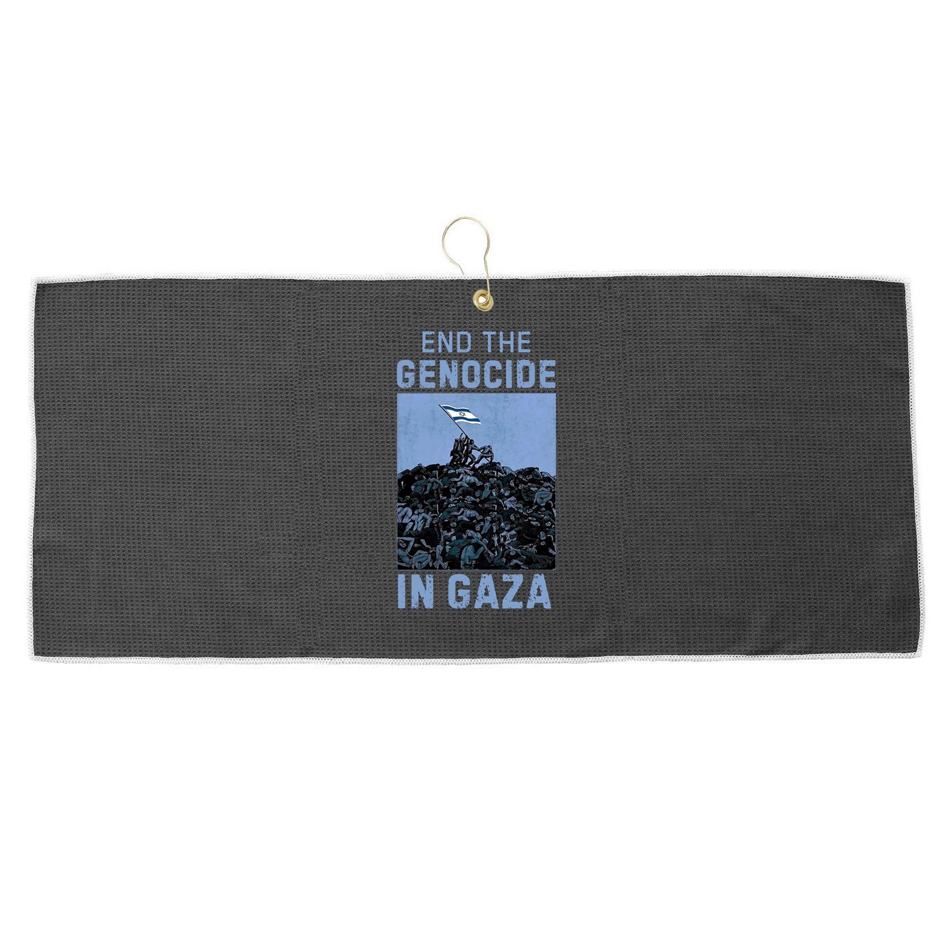 Palestine End the Genocide in Gaza Large Microfiber Waffle Golf Towel