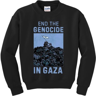 Palestine End the Genocide in Gaza Kids Sweatshirt