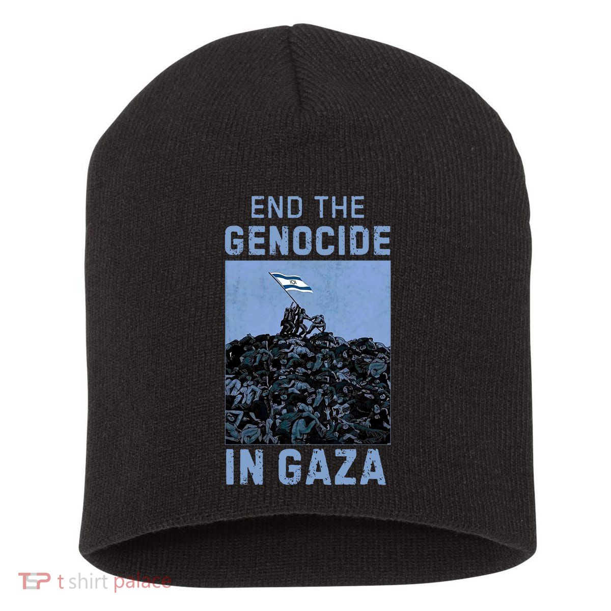 Palestine End the Genocide in Gaza Short Acrylic Beanie