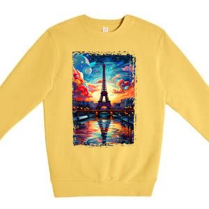 Paris Eiffel Tower I Love Paris Souvenir France Premium Crewneck Sweatshirt