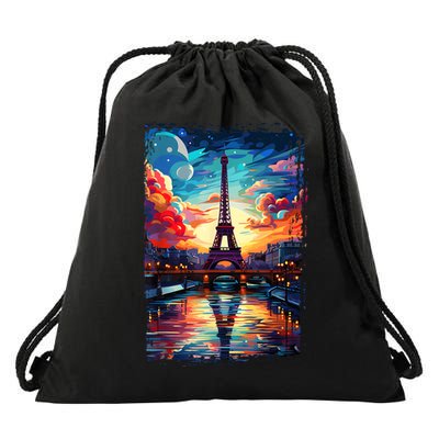 Paris Eiffel Tower I Love Paris Souvenir France Drawstring Bag