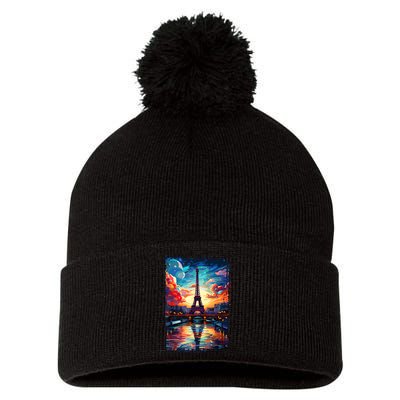Paris Eiffel Tower I Love Paris Souvenir France Pom Pom 12in Knit Beanie