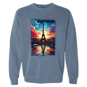 Paris Eiffel Tower I Love Paris Souvenir France Garment-Dyed Sweatshirt