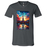 Paris Eiffel Tower I Love Paris Souvenir France V-Neck T-Shirt