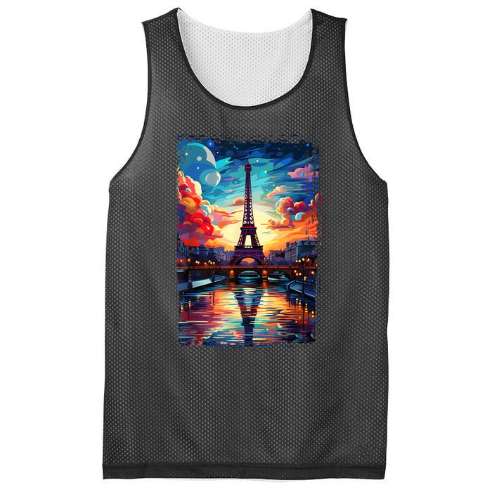 Paris Eiffel Tower I Love Paris Souvenir France Mesh Reversible Basketball Jersey Tank