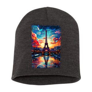 Paris Eiffel Tower I Love Paris Souvenir France Short Acrylic Beanie