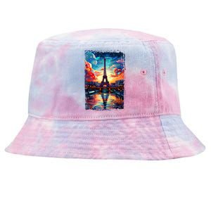 Paris Eiffel Tower I Love Paris Souvenir France Tie-Dyed Bucket Hat