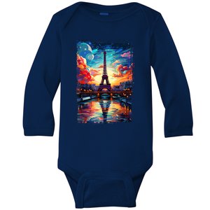 Paris Eiffel Tower I Love Paris Souvenir France Baby Long Sleeve Bodysuit