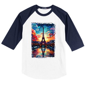 Paris Eiffel Tower I Love Paris Souvenir France Baseball Sleeve Shirt