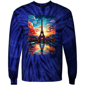 Paris Eiffel Tower I Love Paris Souvenir France Tie-Dye Long Sleeve Shirt