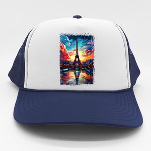 Paris Eiffel Tower I Love Paris Souvenir France Trucker Hat