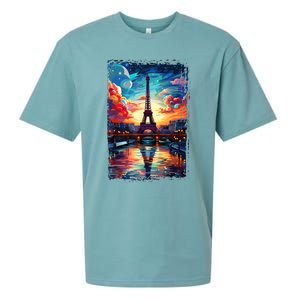 Paris Eiffel Tower I Love Paris Souvenir France Sueded Cloud Jersey T-Shirt