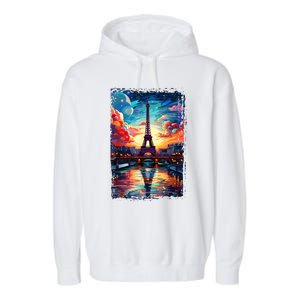 Paris Eiffel Tower I Love Paris Souvenir France Garment-Dyed Fleece Hoodie