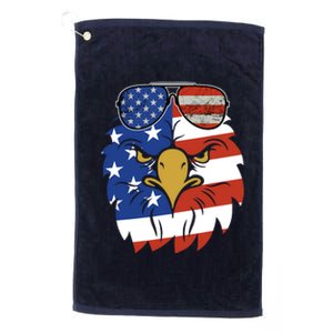 Patriotic Eagle Tee - 4th of July Sunglass USA American Flag Platinum Collection Golf Towel