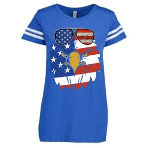 Patriotic Eagle Tee - 4th of July Sunglass USA American Flag Enza Ladies Jersey Football T-Shirt