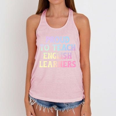 Proud Esl Teacher English As A Second Language Teacher Gift Women's Knotted Racerback Tank