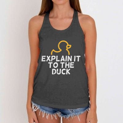 Programmer Explain To The Duck It Debugging Coding Women's Knotted Racerback Tank