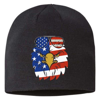 Patriotic Eagle Tee 4th of July Sunglass USA American Flag Sustainable Beanie